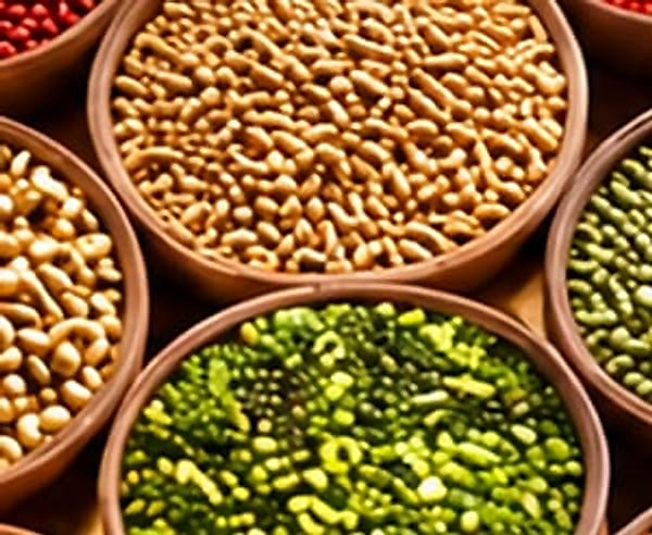 Bowls of grains and pulses